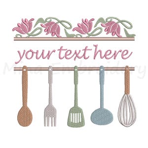 Broderidesign för delat blommigt kök, maskinbroderidesign, 5 storlekar, direktnedladdning