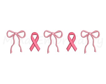 Coquette Cancer Awareness Embroidery Design, Machine Embroidery Design, 6 Sizes, Instant Download