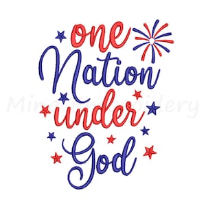 One Nation Under God Embroidery Design: Patriotic USA (Instant Download)