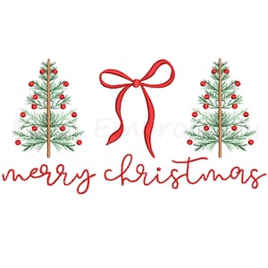 Coquette Christmas Tree Embroidery Design, Machine Embroidery, 6 Sizes, Instant Download