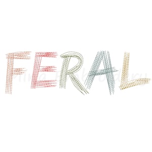 Feral Line Art Embroidery Design, Machine Embroidery Design, 6 Sizes, Instant Download