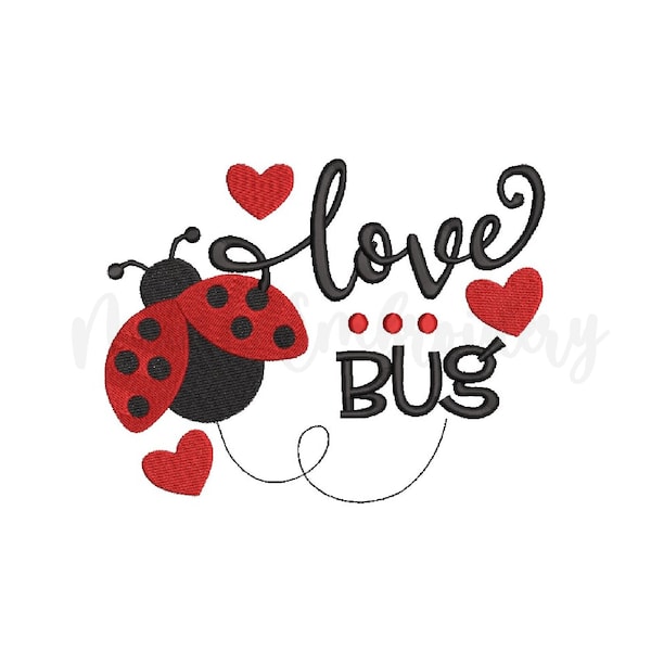 Love Bug Embroidery Design, Machine Embroidery Design, 5 Sizes, Instant Download