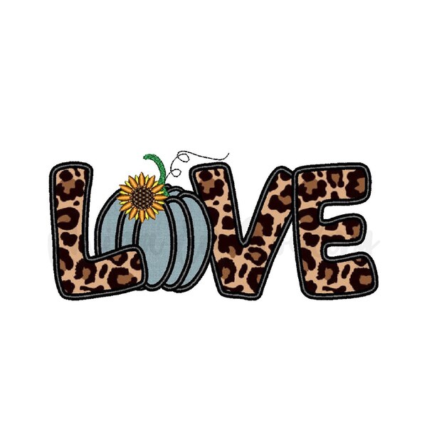 Love Pumpkin Applique Embroidery Design, Fall Applique Embroidery Design, Machine Embroidery Design, 4 Sizes, Instant Download