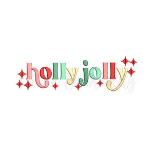 Holly Jolly Stickmuster, Weihnachtsstickmuster, Maschinenstickmuster, 6 Größen, sofortiger Download Bild 1