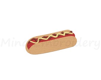Hot Dog Embroidery Design, Machine Embroidery Design, 5 Sizes, Instant Download