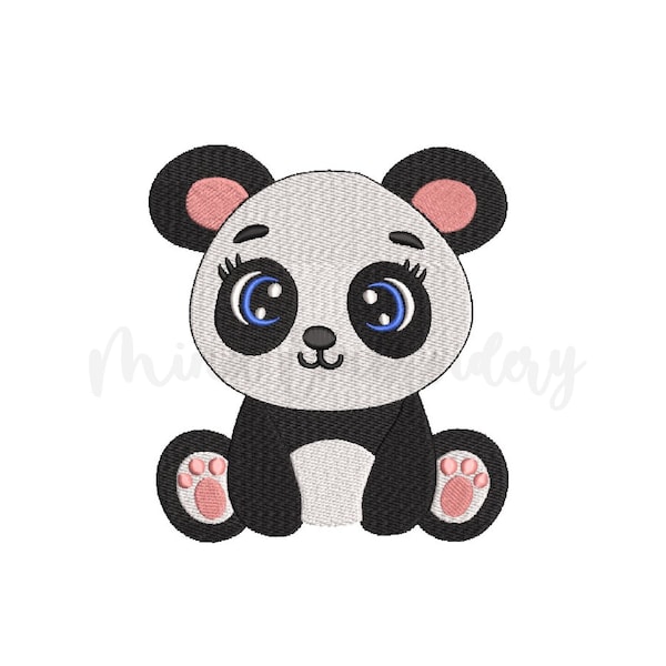 Baby Girl Panda Embroidery Design, Animal Embroidery Design, Machine Embroidery Design, 5 Sizes, Instant Download