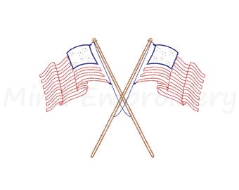 USA Flag Embroidery Design, America Bean Stitch Embroidery, Machine Embroidery Design, 5 Sizes, Instant Download