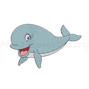Cute Whale Embroidery Design, Animal Embroidery Design, Machine Embroidery Design,  4 Sizes, Instant Download
