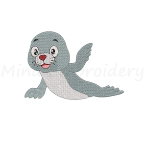 Baby Seal Embroidery Design: Animal Applique (Instant Download)
