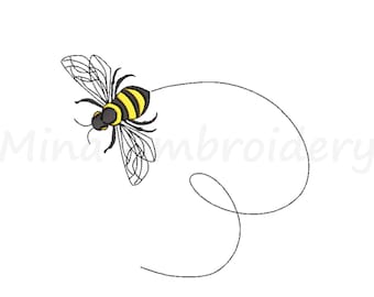 Bee Embroidery Design, Machine Embroidery Design, 4 Sizes, Instant Download