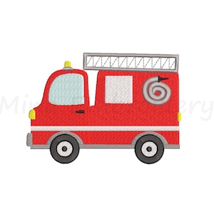 Fire Truck Embroidery Design, Machine Embroidery Design, 5 Sizes, Instant Download