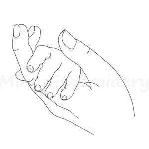 Adult & Baby Hands Line Art Embroidery Design (Instant Download)