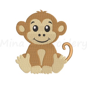 Puede incluir: Un mono de dibujos animados marrón con ojos grandes y una sonrisa, sentado con las piernas cruzadas y la cola enroscada detrás de él.