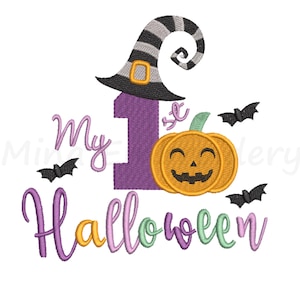 Il mio primo ricamo di Halloween: cappello da strega a forma di zucca (download immediato)