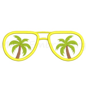 Summer Embroidery Design, Sunglasses Embroidery Design, Palm Tree Design, Machine Embroidery Design, 6 Sizes, Instant Download