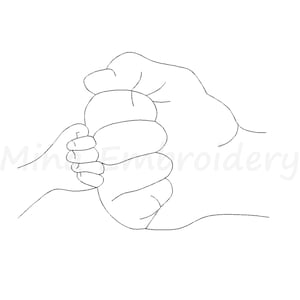 Peut inclure: Dessin au trait de deux mains se tenant l'une l'autre, une main est plus grande que l'autre.