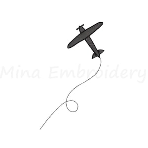 Mini Airplane Embroidery Design: 5 Sizes (Instant Download)