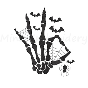 Skeleton Hand Embroidery Design, Halloween Embroidery Design, Machine Embroidery Design, 5 Sizes, Instant Download
