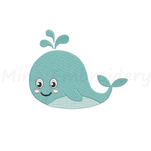 Baby Whale Embroidery Design, Sea Animal Embroidery Design, Machine Embroidery Design, 5 Sizes, Instant Download