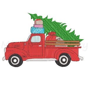 Christmas Truck Embroidery Design, Pickup Embroidery Design, Machine Embroidery Design, 5 Sizes, Instant Download