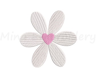MINI Heart Daisy Embroidery Design, Flower Embroidery Design, Machine Embroidery Design, 6 S izes, Instant Download