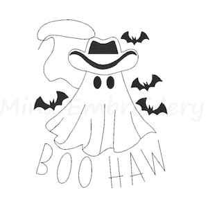 Boo Haw Ghost Embroidery Design, Halloween Line Art Embroidery Design, Machine Embroidery Design, 6 Sizes, Instant Download