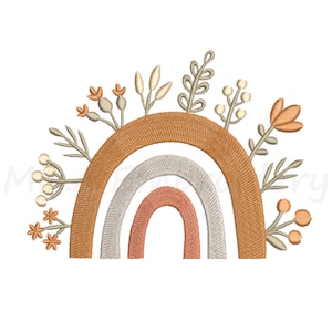 Floral Rainbow Machine Embroidery Design: 4 Sizes (Instant Download)