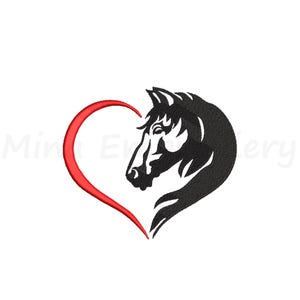 Horse Heart Embroidery Design: 4 Sizes (Instant Download)