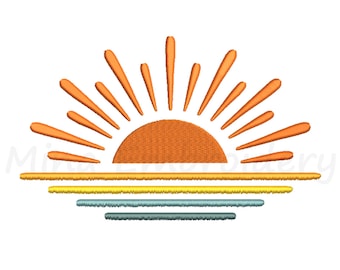 Borduurontwerp zonsondergang: zomerzon, 6 maten (directe download)