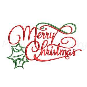 Merry Christmas Embroidery Design, Machine Embroidery Design, 5 Sizes, Instant Download