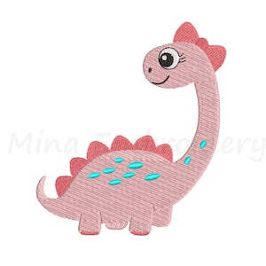 Desenho de bordado de dinossauro para bebê menina, desenho de bordado de animais, desenho de bordado à máquina, 4 tamanhos, download instantâneo