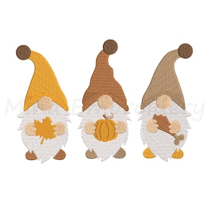 Fall Gnomes Embroidery Design, Thnaksgiving Gnomes Embroidery Design, Machine Embroidery Design, 5 Sizes, Instant Download