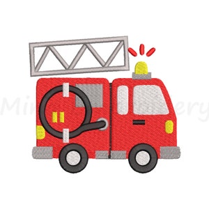 Fire Truck Embroidery Design, Machine Embroidery, 4 Sizes, Instant Download