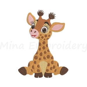 Baby Girl Giraffe Embroidery Design, Animal Embroidery Design, Machine Embroidery Design, 5 Sizes, Instant Download