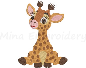 Baby Girl Giraffe Embroidery Design, Animal Embroidery Design, Machine Embroidery Design, 5 Sizes, Instant Download
