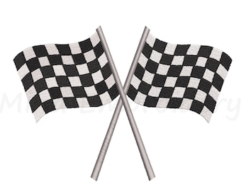 Race Car Flag Embroidery Design, Car Race Embroidery Design, Machine Embroidery Design, 5 Sizes, Instant Download