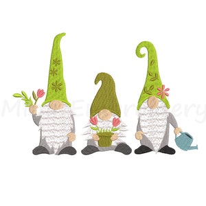Spring Gnomes Machine Embroidery Design (Instant Download)