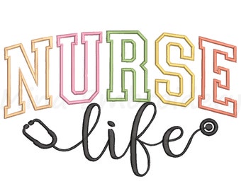 Nurse Life Applique Embroidery Design: 5 Sizes (Instant Download)