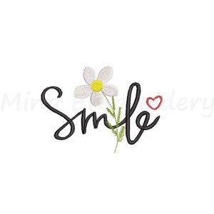 Smile Flower Embroidery Design: 6 Sizes (Instant Download)