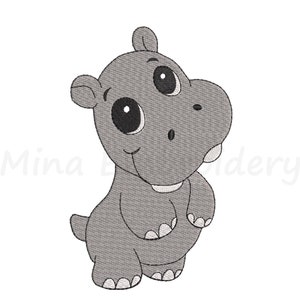 Baby Hippo Embroidery Design, Hippopotamus  Embroidery Design, Animal Embroidery, Machine Embroidery Design, 5 Sizes, Instant Download