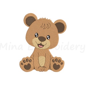 Cute Baby Boy Bear Embroidery Design, Animal Embroidery Design, Machine Embroidery Design,  4 Sizes, Instant Download