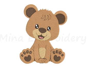Cute Baby Boy Bear Embroidery Design, Animal Embroidery Design, Machine Embroidery Design,  4 Sizes, Instant Download