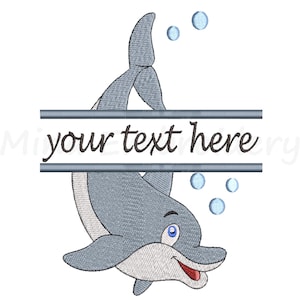 Split Baby Dolphin Embroidery Design: Sea Animal (Instant Download)