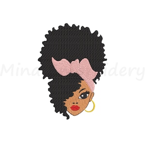 Afro Girl Embroidery Design: Black Woman Portrait (4 Sizes) (Instant Download)