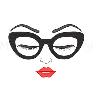 Woman Face Embroidery Design, Machine Embroidery Design, 5  Sizes,   Instant Download