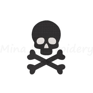 MINI Skull Face Embroidery Design, Cross Bones Embroidery Design, Machine Embroidery Design, 6 Sizes, Instant Download