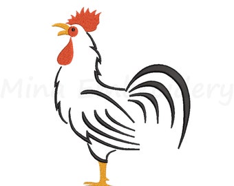 Rooster Embroidery Design, Animal Embroidery Design, Machine Embroidery Design, 4 Sizes, Instant Download