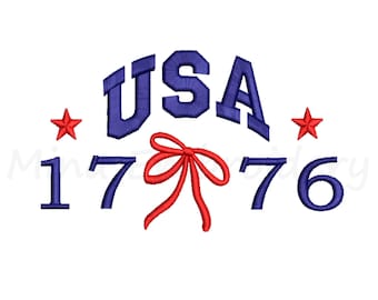 Coquette USA Stickerei, Bunt, Stickerei, Maschinenstickerei, 4 Größen, Instant Download