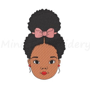 Cute Afro Girl Embroidery Design, Machine Embroidery Design,  3 Sizes,  Instant Download