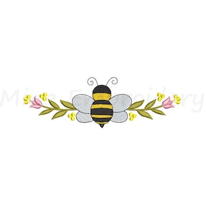 Flower Bee Embroidery Design: 6 Sizes (Instant Download)